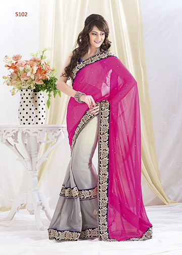 Colour Designer Fancy Sarees - Silk, 5.5 Meters, Pink, Embellished Border | Floral Embroidery, Elegant Design, Vibrant Colors, Party Wear