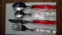 Acrylic Cutlery - Copper & Brass, 14 Cm Hammered Design | Red & Silver Finish, Elegant Barrel Shape, Customizable Sets