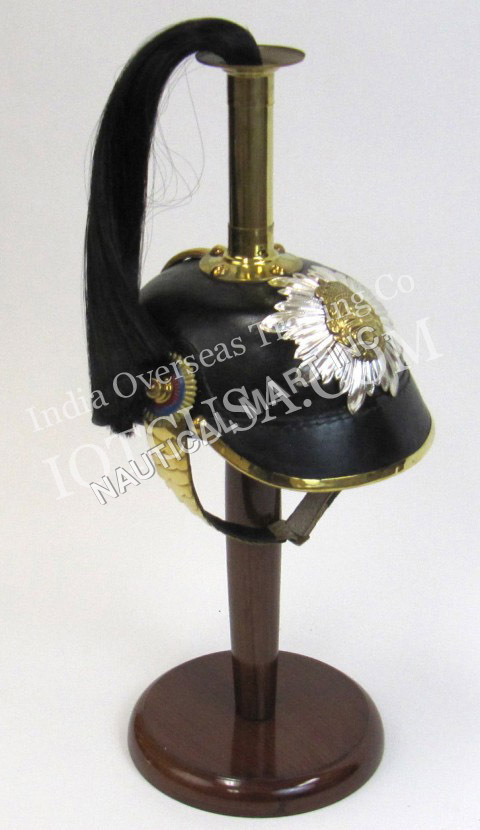Leather German Helmet Spike with Chin Strap