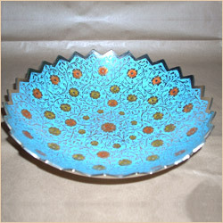 Bowls - Copper, 10x4 Inches, Blue | Durable Material, Elegant Design, Intricate Details, Enameled Finish, 1.5 lbs