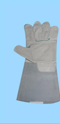 Grey Five Finger Split Welding Gloves