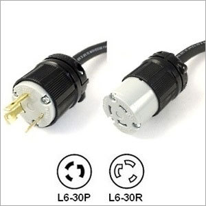 Rewireable Plug - Plastic Black L6-30 Connector 3/5 Contacts 15-30A | Easy Install Durable Reliable