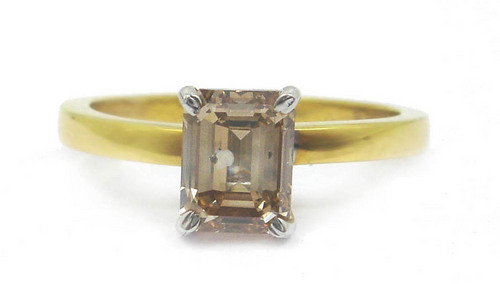 1.20 CT GII CERTIFIED EMERALD DIAMOND 14K YELLOW GOLD SOLITAIRE RING