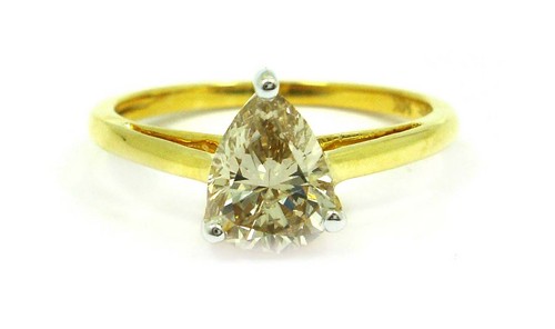 1.03 CT PEAR DIAMOND 14K YELLOW GOLD SOLITAIRE RING