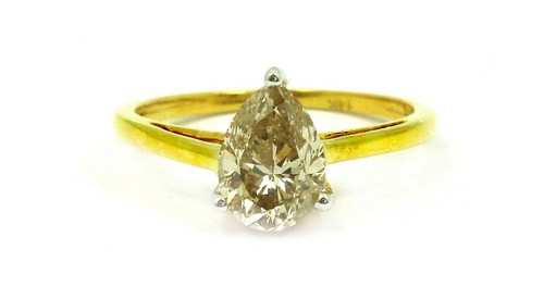 1.17 CT PEAR DIAMOND 14K YELLOW GOLD SOLITAIRE RING