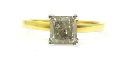 1.11 CT EGL CERTIFIED PRINCESS DIAMOND 14K YELLOW GOLD SOLITAIRE RING