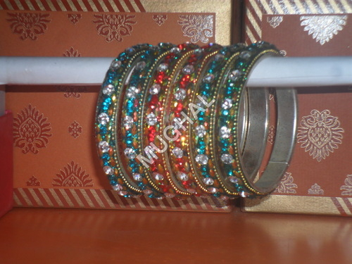 Stone Stud Brass Bangles