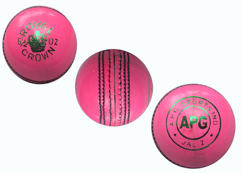 Multicolour Pink Leather Cricket Ball