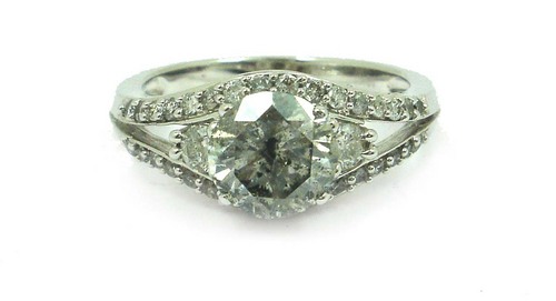 2.03 Ct Round Gii Certified Diamond 10k White Gold Bridal Ring