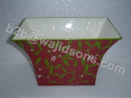 Rectangle Planter - Fiberglass, 32x18.5x21 cm, Red | Durable Material, Drainage Holes, Glossy Finish, Versatile Use