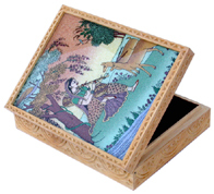 gem stone white wood jewellery box