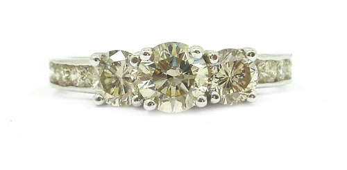 14k White Gold Three Stone Diamond Rings