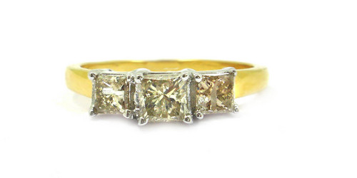 14k Yellow Gold Three Stone Diamond Rings