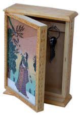 gem stone white wood key stand