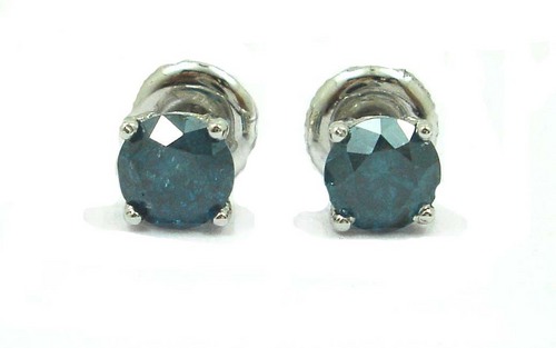 1.01 CT ROUND DIAMOND 14K WHITE GOLD SOLITAIRE STUD EARRINGS