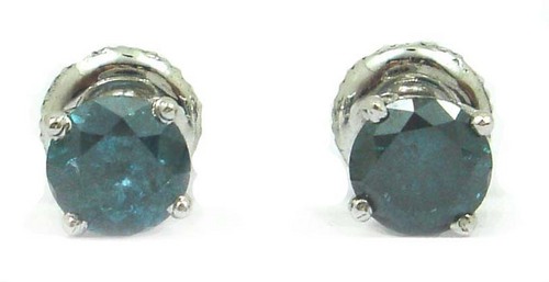 1.06 CT ROUND DIAMOND 14K WHITE GOLD SOLITAIRE STUD EARRINGS