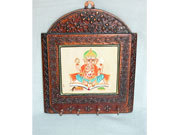 Antique Wooden Key Hanger with painting