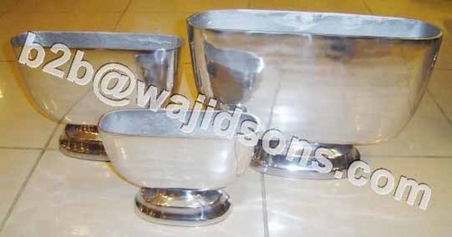 Decorative Aluminium Polish Vase - Aluminum, Varied Sizes 40x12x26 to 23.5x8x15.5 cm, Silver, Elegant Design
