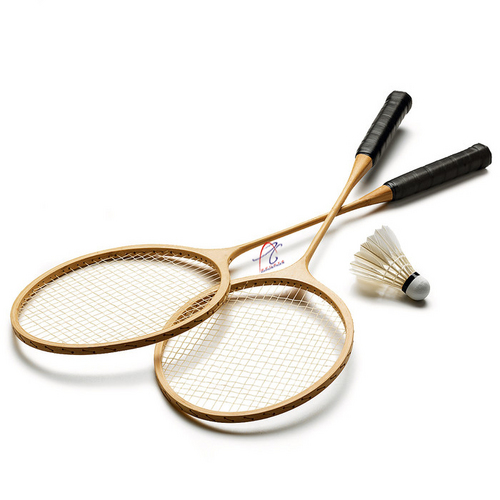 Badminton Rackets - Fiber Material, Multicolour Design | Lightweight, Wooden Handle of Willow Wood, Special Padding for Enhanced Grip