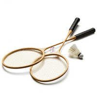 Badminton Rackets - Fiber Material, Multicolour Design | Lightweight, Wooden Handle Of Willow Wood, Special Padding For Enhanced Grip