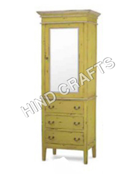 Painted Wooden Cabinet with Glass