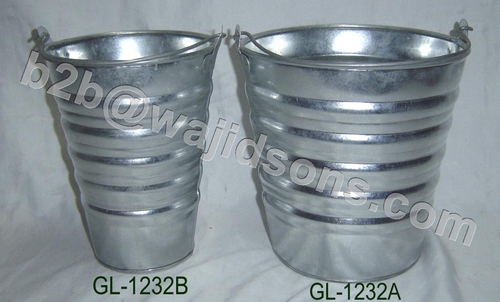 Galvanized Buckets For Crafts - Galvanized Steel, 20.32x20.32x14.61 & 17.78x16.51x21.59 cm, Silver, Durable Rust-Resistant Lightweight