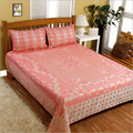 Silk Bed Cover - Cotton, Double Size, Pink | Elegant Floral Pattern, Soft Fabric, Ethnic Design