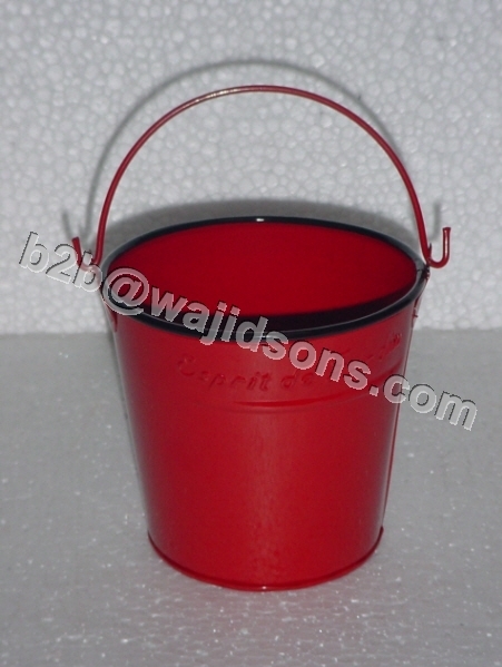 Galvanized Mini Buckets - Galvanized Steel 14x12x12 CM, Red | Durable, Lightweight, Portable, Wire Handle, Versatile