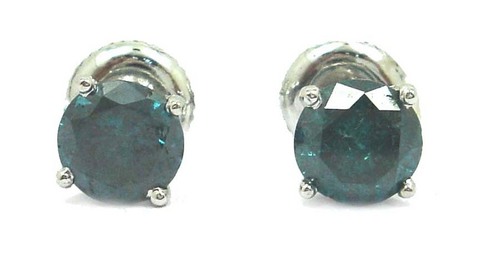 1.50 CT ROUND DIAMOND 14K WHITE GOLD SOLITAIRE STUD EARRINGS