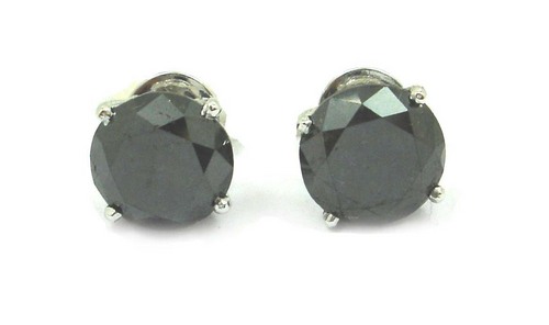 4.66 CT ROUND DIAMOND 14K WHITE GOLD SOLITAIRE STUD EARRINGS