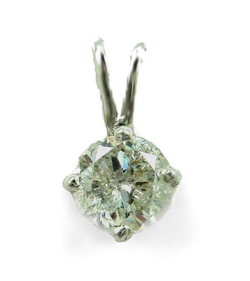 0.65 CT GII CERTIFIED ROUND DIAMOND 14K WHITE GOLD SOLITAIRE PENDANT