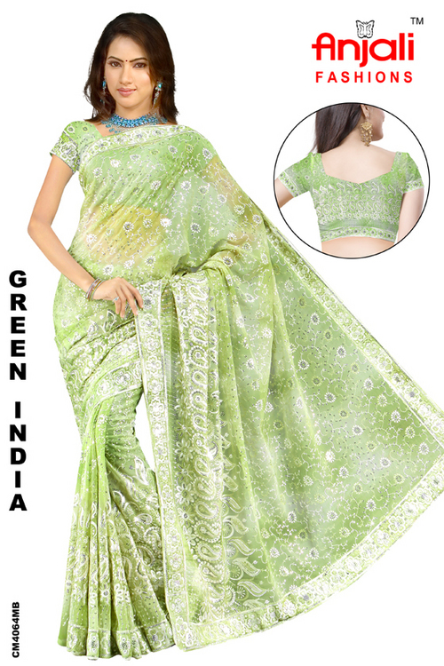 Sarees Surat Manufacturer India - Silk 5.5 Meters Light Green, Bandhani Work, Blouse Piece, Soft Fabric, Elegant Design