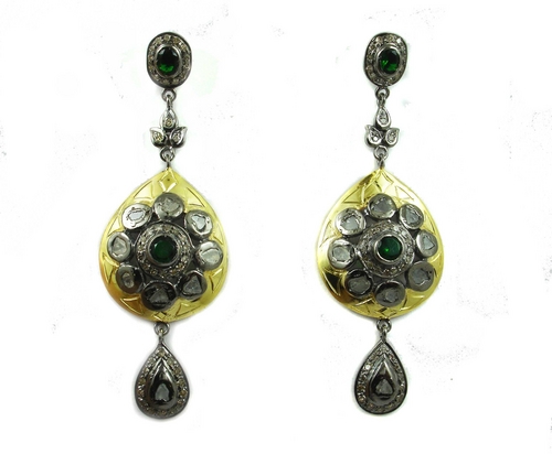 4.73 REAL DIAMOND EMERALD EARRING