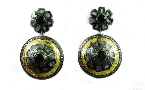 6.58 REAL DIAMOND EMERALD EARRING