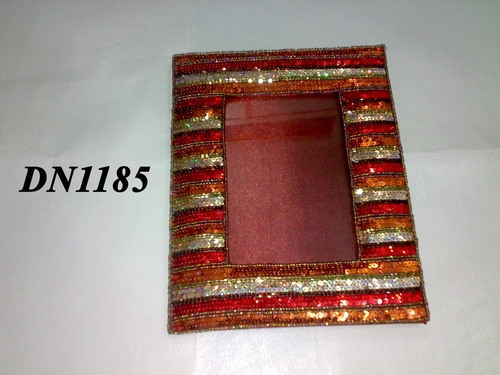 Handcrafted Photo Frames - Fabric & Wood, 5x7 Inches, Red | Embroidered, Elegant Design, Durable, Unique Style