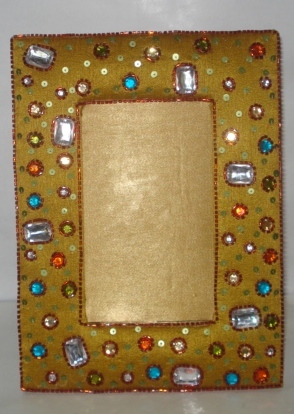 Stylish Photo Frames - Wood 8x10 Inches Gold, Glossy Finish | Elegant Design, Rhinestones, Durable Material, Classy Look