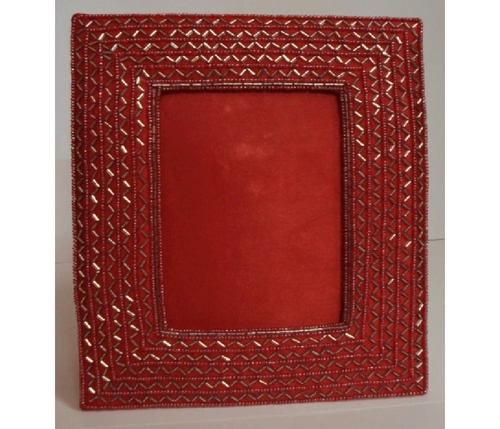 Satin Photo Frames - Satin, 4x6 Inches, Red | Embroidered Frame, Elegant Design, Durable Material