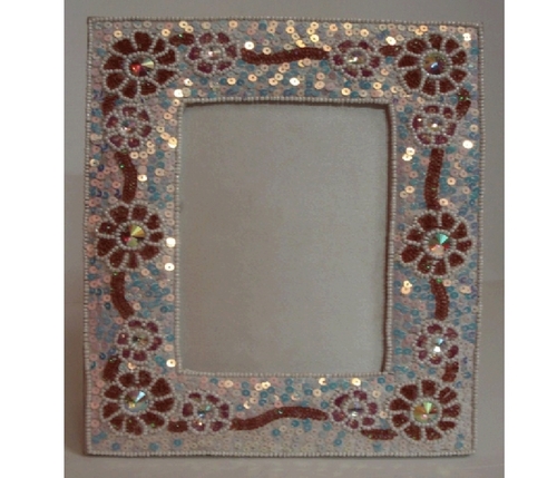 Embroidered Photo Frames - Embroidery & Wood, 5x7 Inches, Burgundy, Floral Design