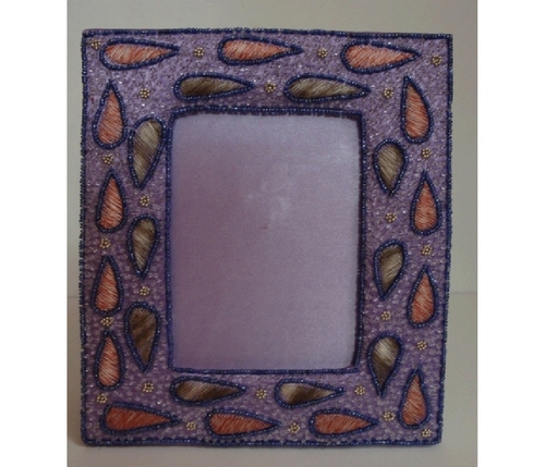 Photo Frames - Embroidery & Wood, 5x7 Inches, Purple | Designer Embroidered Photo Display Frame