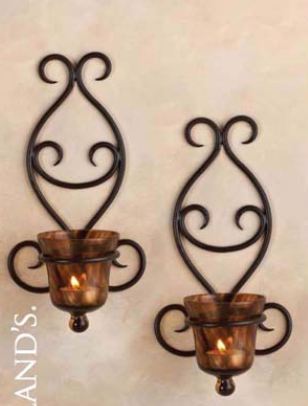 Wall Decors - Metal and Glass, 16x6 Inches, Black | Elegant Candle Holder, Durable, Easy Installation