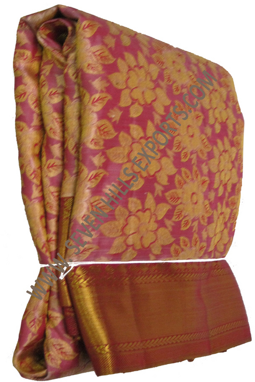 Left Side View Of Creamy Rose Saree By SEVEN HILLS EXPORTS