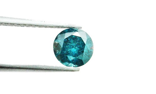 0.75 CT Fancy Caribbean Blue Round Loose Diamond - Blue Color, 0.75 CT, I1-I3 Clarity, Treated, Brilliant Cut