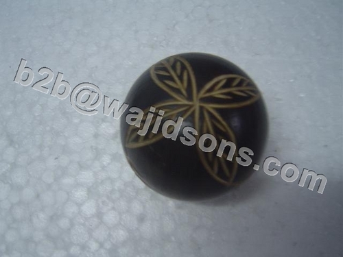 Deco Ball - Wood 6x6x6 Cm Dark Brown, Floral Design Etched Decor Ball