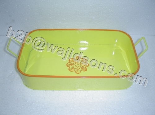 Rect Tray Yellow with handle and motif