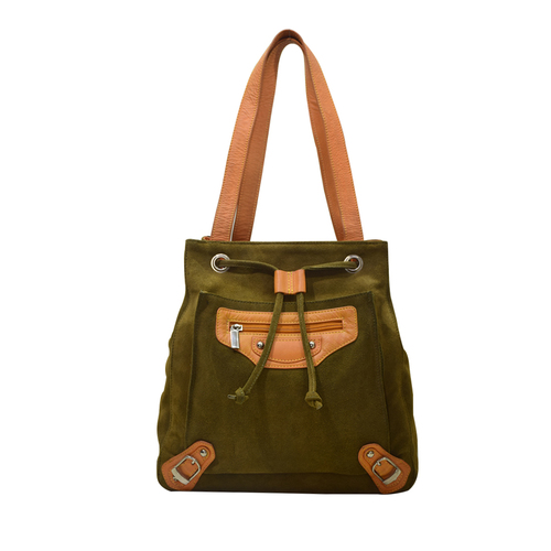 Leather Drawstring Shoulder Bag