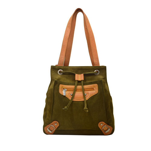 Leather Drawstring Shoulder Bag