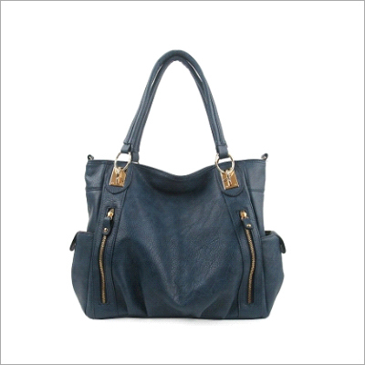 Leather Hand Bags - Cowhide Nappa, 14x12.5x5 Inches, Black Brown Blue Yellow White, Zipper Closure, 27 Inch Strap