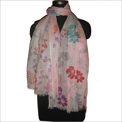 Digital Print Silk Wool Floral & Geometric Scarf