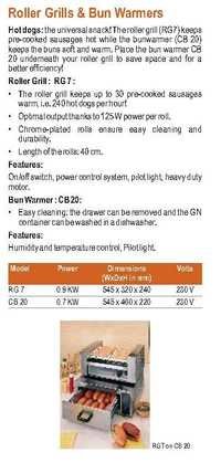 Hot Dog Griller & Bun Warmer Roller Grill Rb 7 & Cb 20