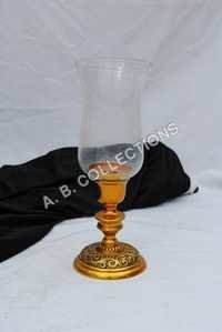 Golden embossed glass Candle Stand